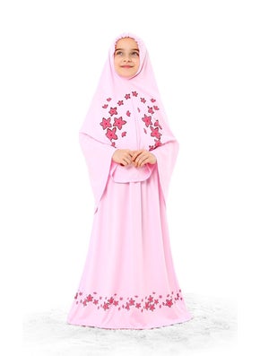Elanesa  Girl Child Prayer Dress Star Printed Long Headscarf  - Image 1