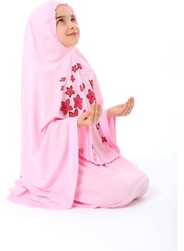 Elanesa  Girl Child Prayer Dress Star Printed Long Headscarf  - Image 5