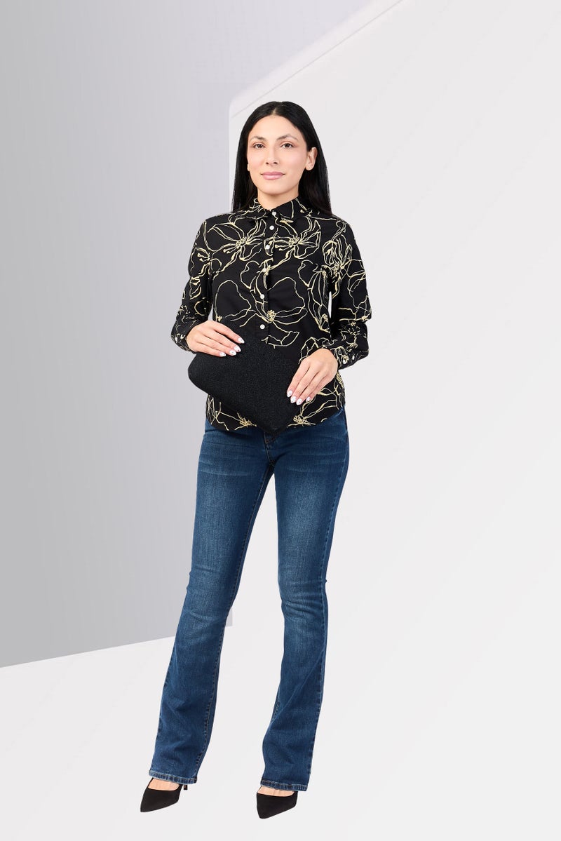 GANT Women Pointed Collar Long Sleeve Floral Print Casual Shirt, Multicolor - Image 2