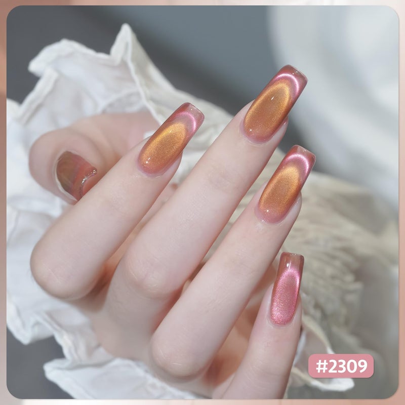 GAOY Cat Eye Gel Nail Polish Set with Magnet for Pink Green Glitter Holographic Cat Eye, Salon Gel Manicure and Nail Art DIY at Home, Brilliant Fireworks - Image 3