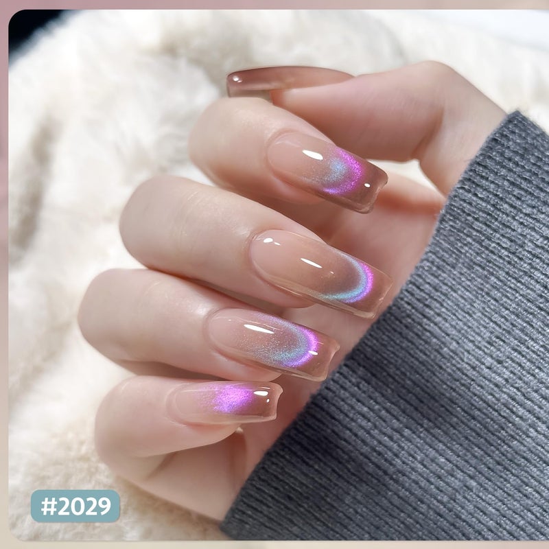 GAOY Cat Eye Gel Nail Polish Set with Magnet for Pink Green Glitter Holographic Cat Eye, Salon Gel Manicure and Nail Art DIY at Home, Brilliant Fireworks - Image 4