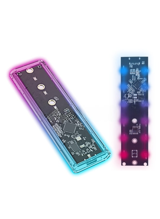 ماركة غير محددة ضوء ملون شفاف M.2 Nvme Ssd/sata Ngff صندوق محرك الحالة الصلبة ثنائي البروتوكول Rtl9210b-اللون: Nvme Protocol-rgb A-c كابل القرص الصلب  - Image 2