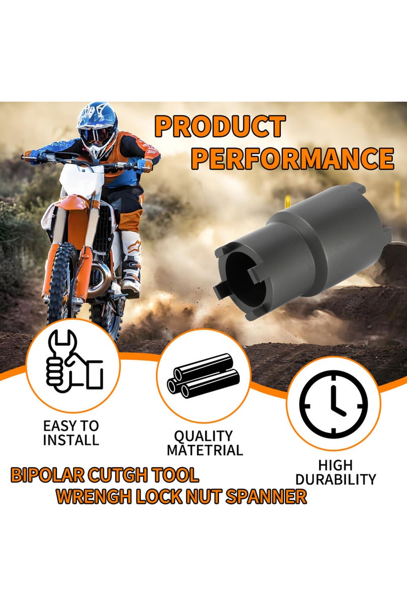 إيروريكس أداة فك صواميل الدراجات النارية، مفتاح ربط صامولة قفل القابض مزدوج الرأس أسود اللون، أدوات إصلاح الدراجات النارية لـ KTM ... - Image 3