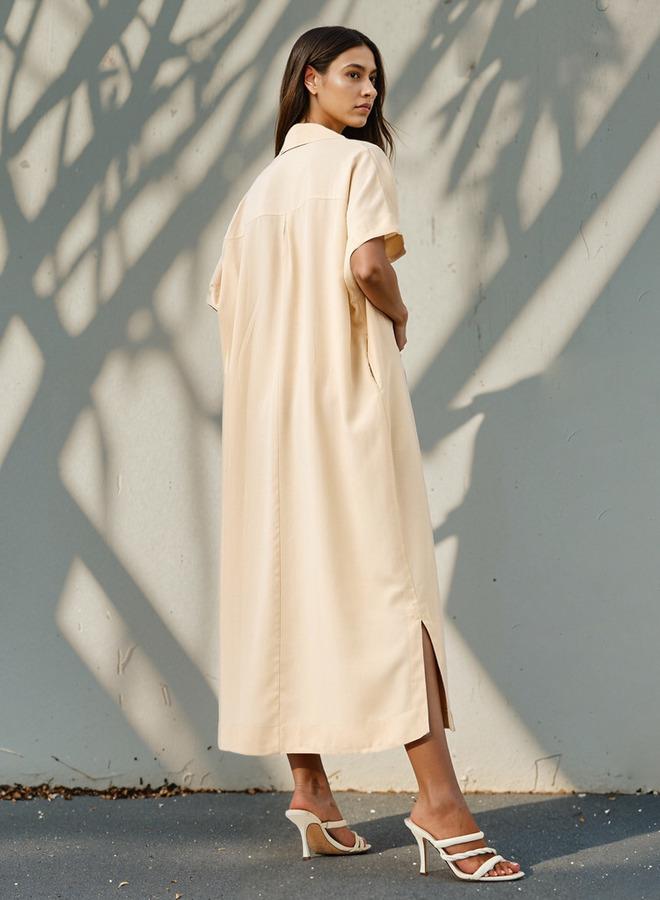 سبلاش فيڤ فستان قميص بقصة مريحة مع جيوب وفتحات - Image 3