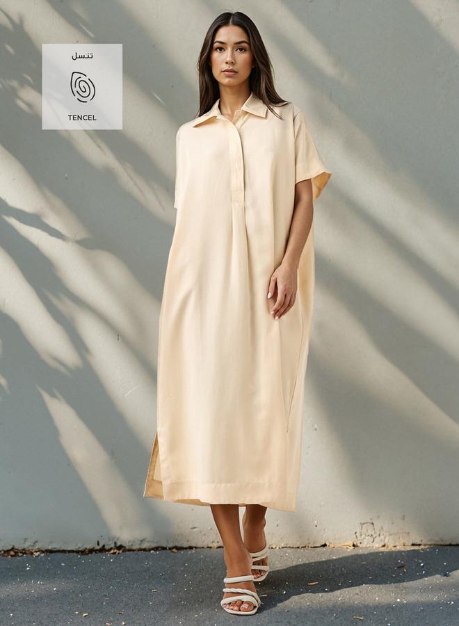 سبلاش فيڤ فستان قميص بقصة مريحة مع جيوب وفتحات - Image 2