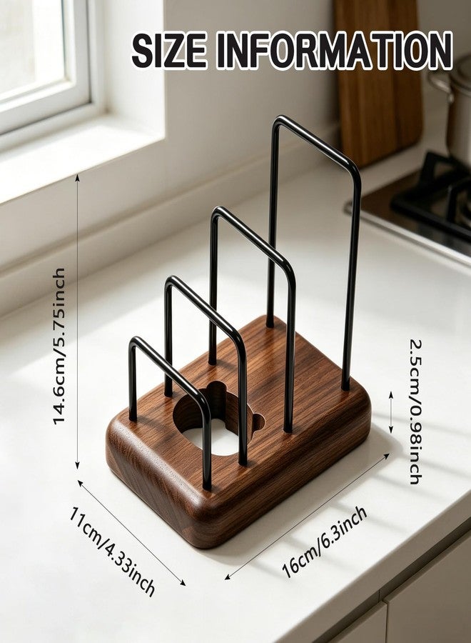 Oxmidud Chopping Board Rack with Walnut Base - 3 Slot Wood Cutting Board Holder Pot Lid Stand, Baking Trays Pans Plates Cabinet Storage Divider Accessory for Home Countertop Kitchen Storage & Organizer - Image 2