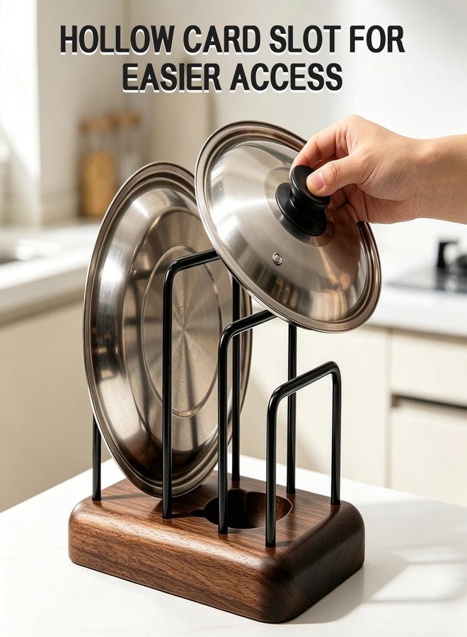Oxmidud Chopping Board Rack with Walnut Base - 3 Slot Wood Cutting Board Holder Pot Lid Stand, Baking Trays Pans Plates Cabinet Storage Divider Accessory for Home Countertop Kitchen Storage & Organizer - Image 4