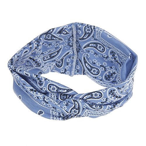 DINPREY Assorted Paisley Print Wide Bandana Knot Headbands Criss Cross Head Wrap Hair Band (4 Colors Pack B) - Image 2