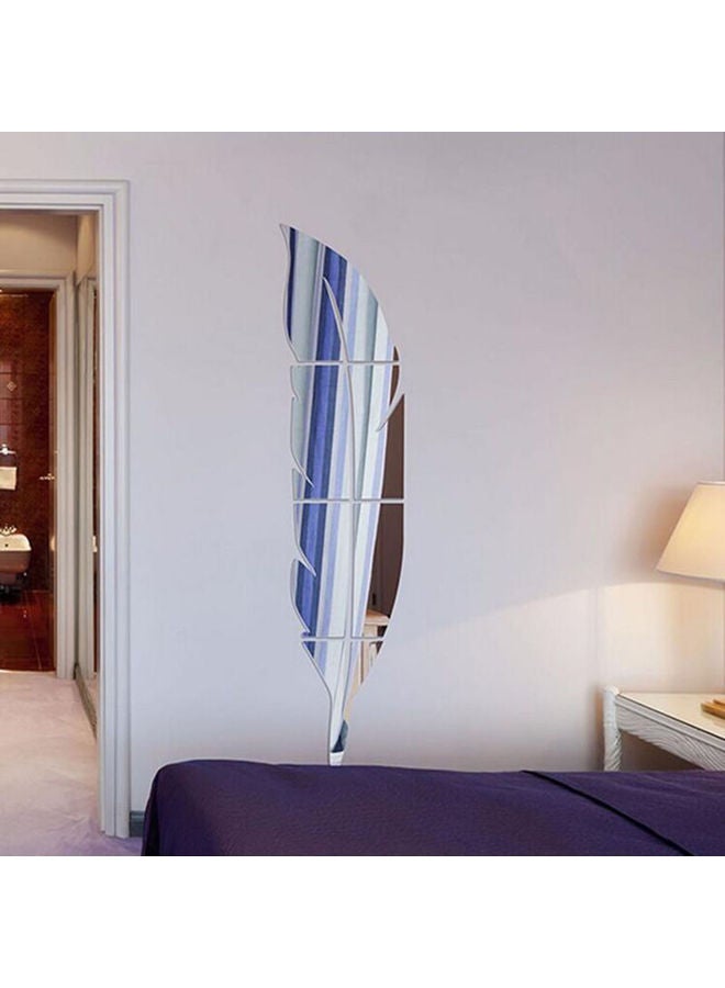NIBEMINENT 3D Acrylic Feather Pattern Mirror Wall Sticker Silver - Image 3
