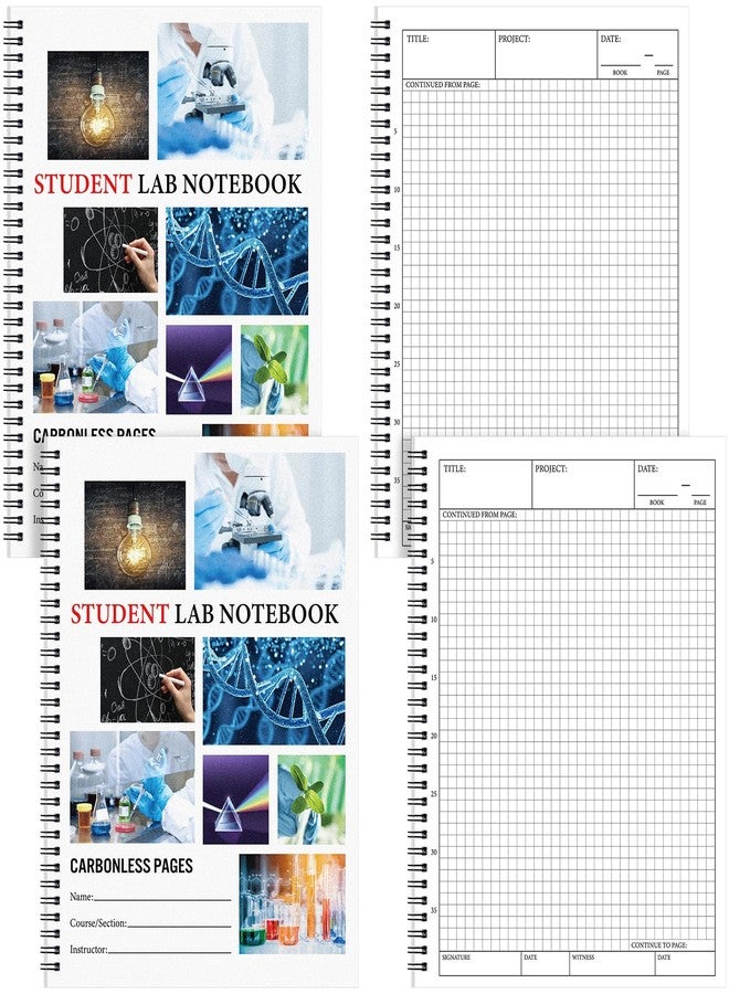 Noveread 4 Pcs Carbonless Lab Notebook 8.5" x 11" Student Laboratory Notebook 50 Sets of duplicate Pages 100 Sheets Total Perforated Scientific Grid Pages with Clear Cover and Spiral Bound - Image 1