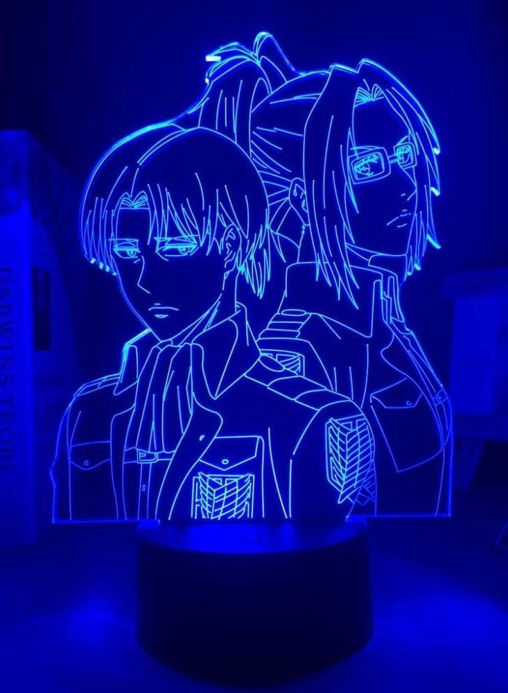 Attack on Titan Levi Ackerman Hange Zoe 3D Anime People Silhouette Illusion Night Light Home Room Decor Child Gift Levi Ackerman Hange Zoe Statue Lamp