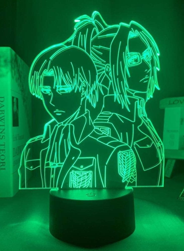 Attack on Titan Levi Ackerman Hange Zoe 3D Anime People Silhouette Illusion Night Light Home Room Decor Child Gift Levi Ackerman Hange Zoe Statue Lamp