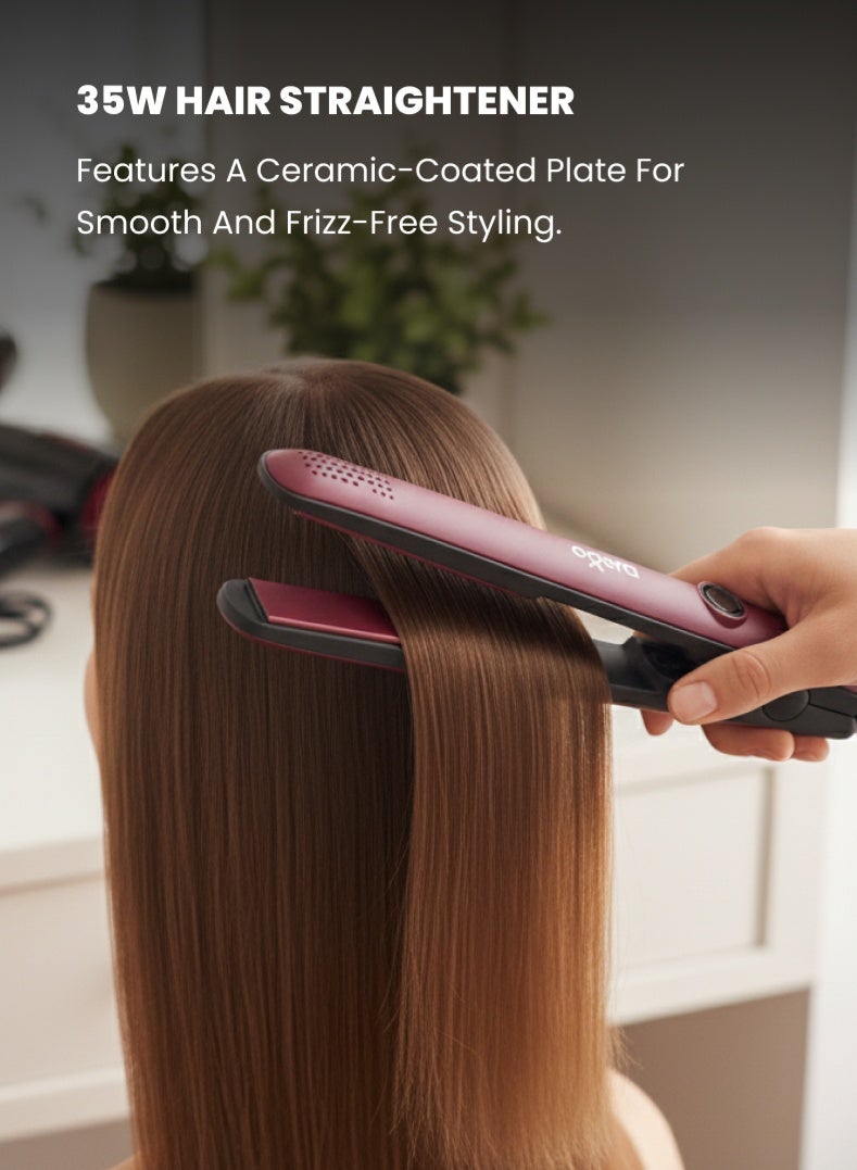 أوجيرا مجموعة العناية بالشعر 2 في 1 – مجفف شعر بقوة 1200 واط مع 3 إعدادات للحرارة وحماية من ارتفاع الحرارة + مكواة فرد الشعر السيراميكية بقوة 35 واط بتسخين سريع ودرجة حرارة 200°م – موديل OG2900HDS، أحمر وأسود - Image 4