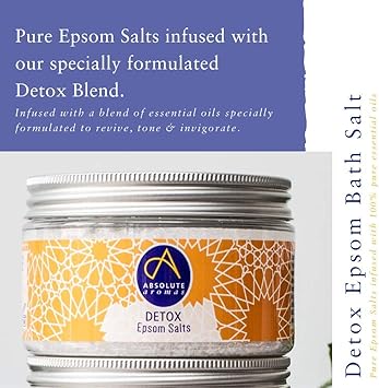 Absolute Aromas Detox Epsom Bath Salts 575g Magnesium Sulphate Infused with 100 Pure Juniperberry Geranium Palmarosa Grapefruit and Cedarwood Oils Essential Oils - Image 2