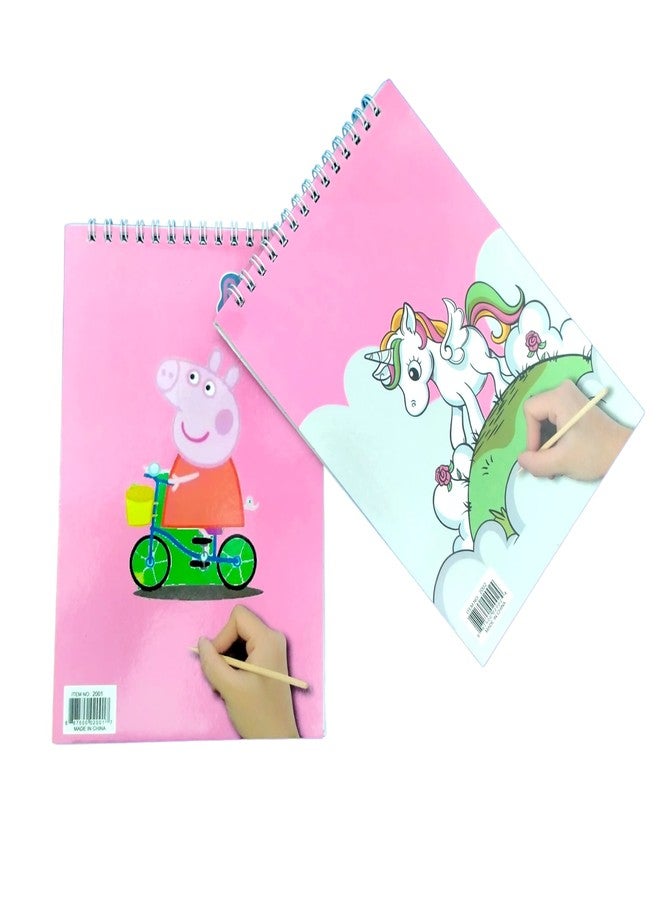 Caught Trendy Combo of 2 Cute Characters Scratch Paper Art Drawing Book for Kids Scratch Paper Painting Book Scratch Crafts Art Supplies Colouring Scratch Book Best Gift Item for Your Kids (Pack of 2) - Image 2