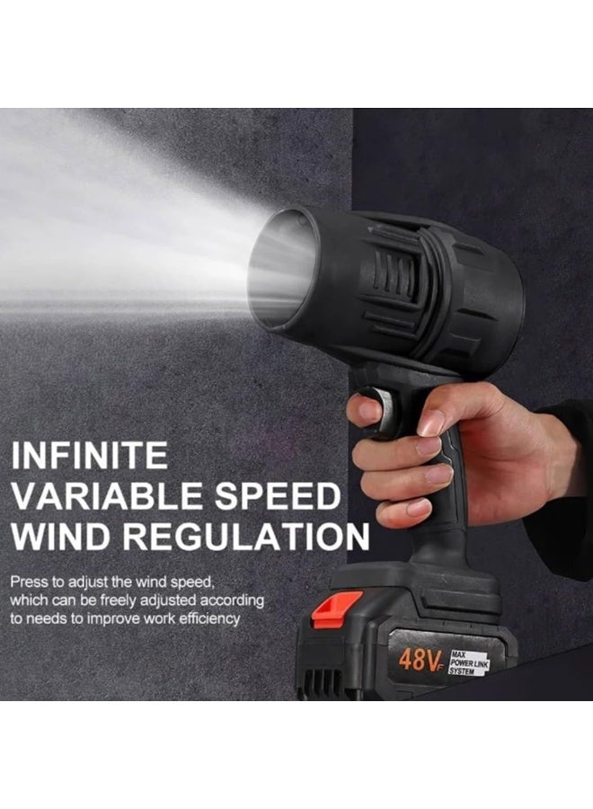 Meetion نفاخ أوراق 48 فولت، نفاخ لاسلكي، نفاخ توربو فائق القوة مع مروحة هواء مضغوط، تنظيف الفناء، نفخ الأوراق، العناية بالعشب (أسود مع بطاريتين) - Image 4