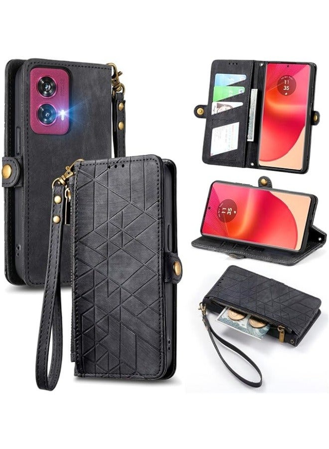 Case Compatible with Motorola Moto Edge 50 Fusion, [Anti-fall Anti-Scratch] Fashion Flip Wallet Case Leather Card Slots and Kickstand for Woman Man  - Image 1