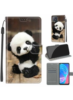 HuHa Case Cover Voltage Coloured Drawing Magnetic Clasp Horizontal Flip PU Leather Case with Holder & Card Slots For OPPO A72 5G / A73 5G / A53 5G C18 Wood Board Panda 
