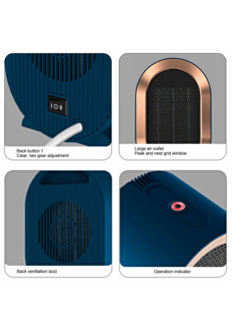 1200W Electric Fan Heater, Desktop Warm Air Blower Home Appliances (Blue)  - Image 4