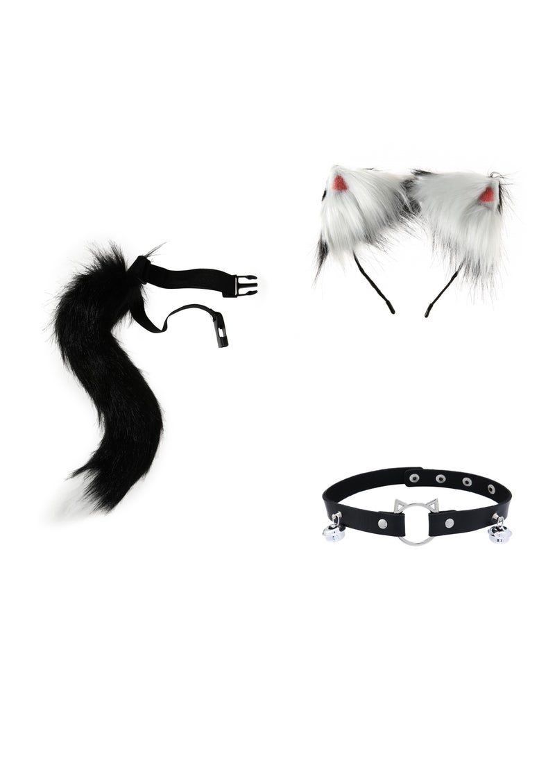 Generic - Handmade Cat Ears and Tail Set for Cosplay Black and white three suit (XL1057-1 TS1197-1 XL1408-1) - Image 1