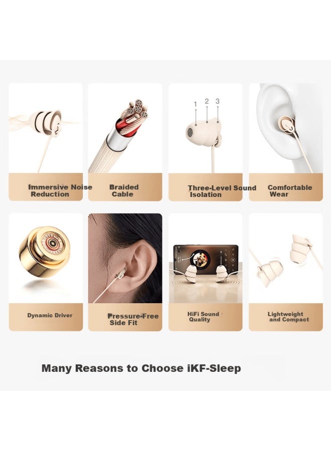 Ikf Sleep In-ear Sleep Aid Headphones Noise-isolating Comfortable Soft Earphones Side-sleeping Friendly Compatible With Apple Huawei Xiaomi 3.5mm Jack Athens Black - Image 1