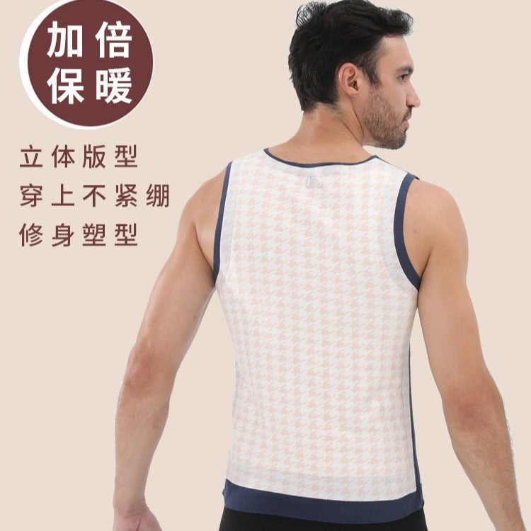 Warm Vest Men'S Wool Patch V-Neck Body-Fit Thickened Fleece-Lined Base Warm Top Vest Women'S Vest - Image 3