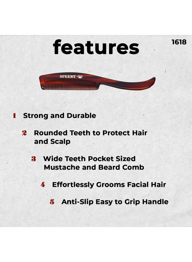 Speert Handmade Wide Tooth Mustache Beard Comb - Swiss Craftsmanship, Tortoise Havana Acetate, Thick Coarse Hair, Pocket Sized, Facial Hair Grooming, Beard Straightener, Growth Care, Styling, Wet Comb - Image 2