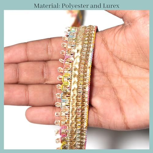 Embroiderymaterial Multicolor Gota Patti Lace Border With Fringe&Tassel Detailing For Dupattas,Sarees,Lehengas,Gararas,And Blouses-Ethnic Wear&Diy Projects-Length Approx 17-18 Meters,2.6Cm Width - Image 2