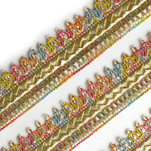 Embroiderymaterial Multicolor Gota Patti Lace Border With Fringe&Tassel Detailing For Dupattas,Sarees,Lehengas,Gararas,And Blouses-Ethnic Wear&Diy Projects-Length Approx 17-18 Meters,2.6Cm Width - Image 1