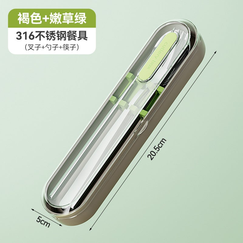 316L Stainless Steel Portable Tableware Three-Piece Set Outdoor Travel Student Tableware Spoon Fork Chopsticks Tableware Set - Image 1