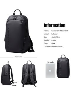 ARCTIC HUNTER School Laptop Backpack, Casual Waterproof Travel Bag with Luggage Strap for Men, Black  - Image 3