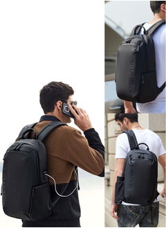 ARCTIC HUNTER School Laptop Backpack, Casual Waterproof Travel Bag with Luggage Strap for Men, Black  - Image 2