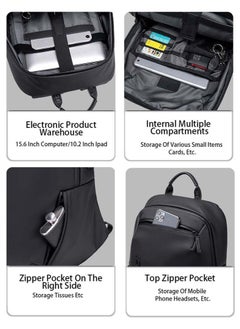 ARCTIC HUNTER School Laptop Backpack, Casual Waterproof Travel Bag with Luggage Strap for Men, Black  - Image 5