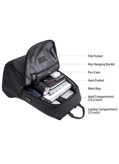 ARCTIC HUNTER School Laptop Backpack, Casual Waterproof Travel Bag with Luggage Strap for Men, Black  - Image 4