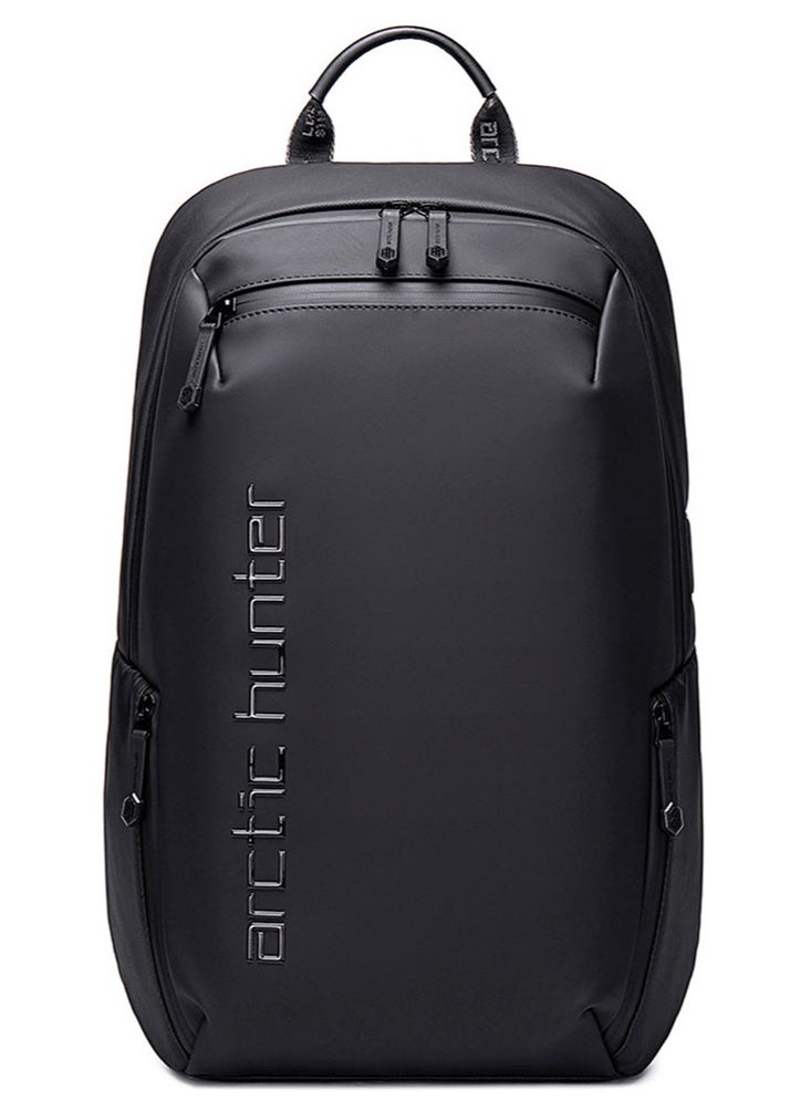 ARCTIC HUNTER School Laptop Backpack, Casual Waterproof Travel Bag with Luggage Strap for Men, Black  - Image 1