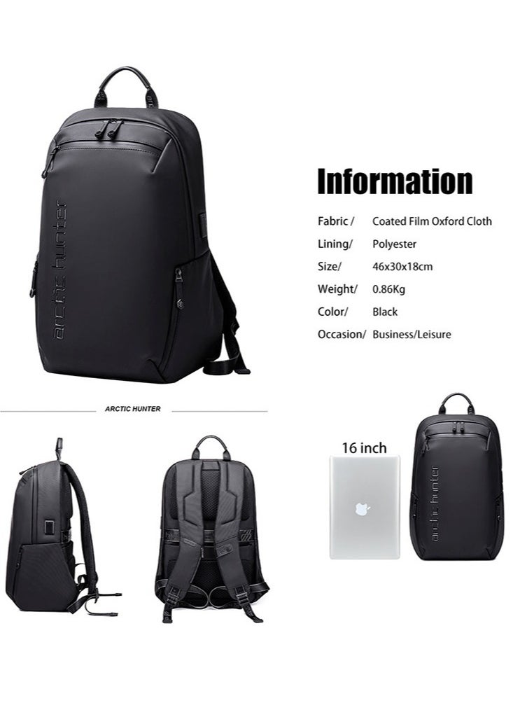 ARCTIC HUNTER School Laptop Backpack, Casual Waterproof Travel Bag with Luggage Strap for Men, Black  - Image 3