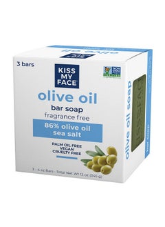 Kiss My face Kiss My Face Olive Oil Fragrance Free Bar Soap, Moisturizing Bar Soap, Cruelty Free Vegan Soap, Palm Oil Free, 4 Oz - 3 Count (Pack of 1)  - Image 2