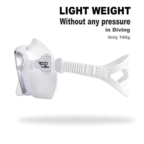 EXP VISION Adult Scuba Diving Mask, Anti-Fog Snorkel Goggles Tempered Glass Swim Mask Goggles with Nose Cover Professional Snorkeling Gear for Diving Snorkeling (White) - Image 5