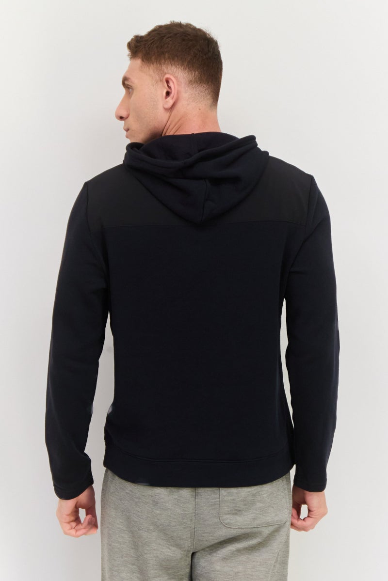 Men Sportswear Fit Brand Logo Long Sleeves Outdoor Sweatshirt, Black