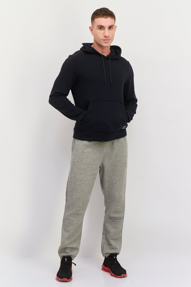 Men Sportswear Fit Brand Logo Long Sleeves Outdoor Sweatshirt, Black
