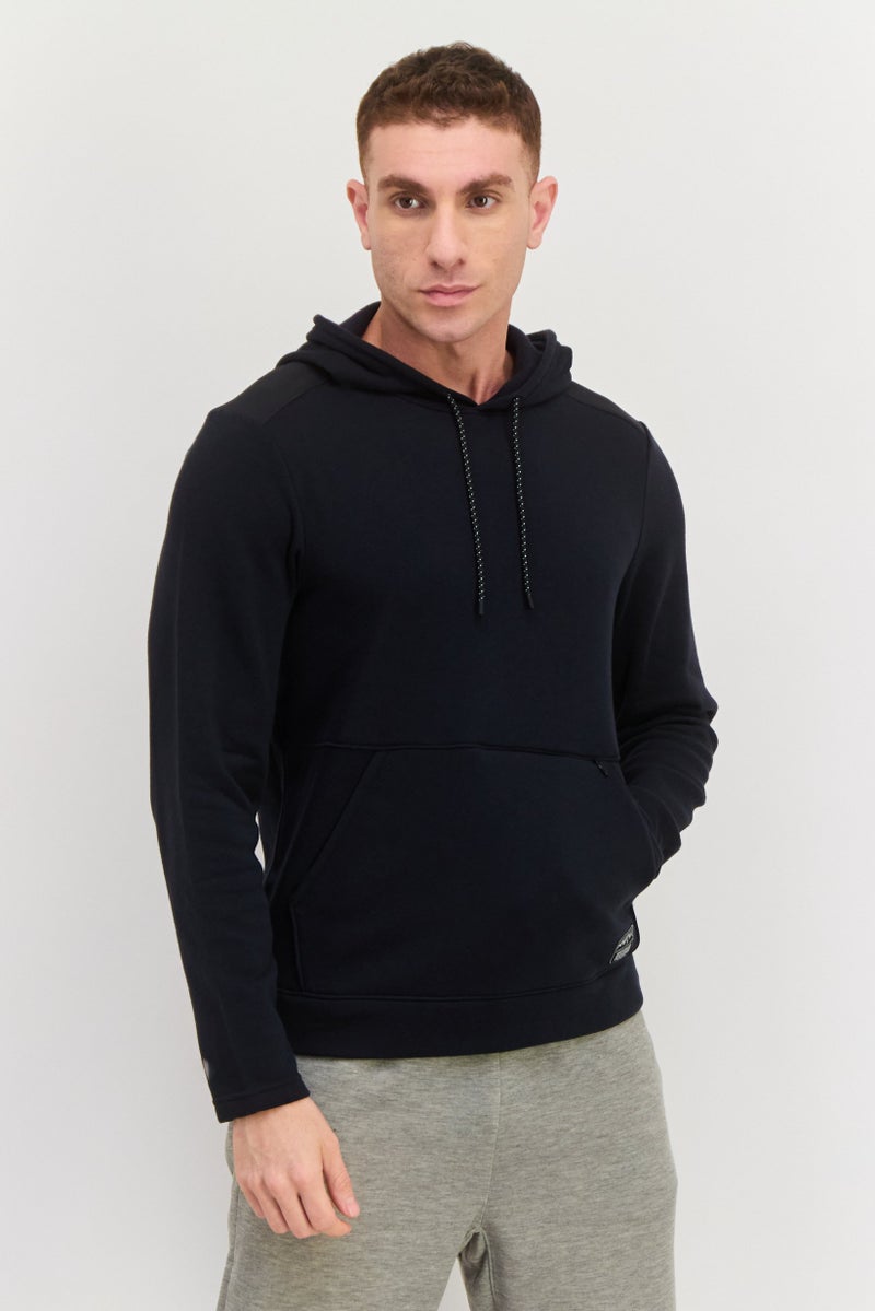 Men Sportswear Fit Brand Logo Long Sleeves Outdoor Sweatshirt, Black