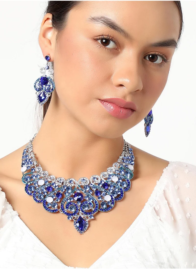 SOHI Stone Necklace & Earring Set