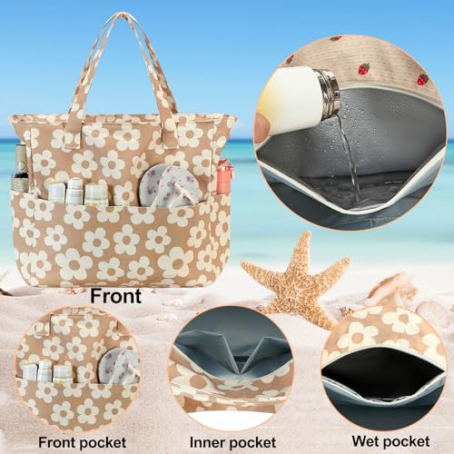 BLUBOON Waterproof Beach Tote Pool Bags for Women Ladies Extra Large Gym Tote Carry On Bag With Wet Compartment for Weekender Travel - Image 4