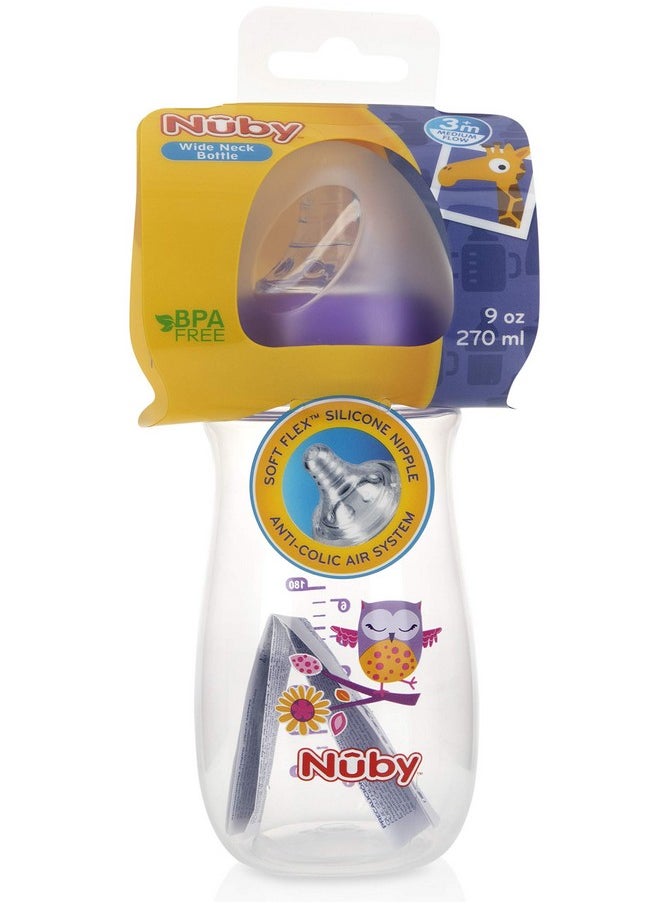 Nuby Nuby Wide Neck Bottle with Anti-Colic Air System, Colors/Prints May Vary, 1 Pack of 1 Bottle  - Image 2