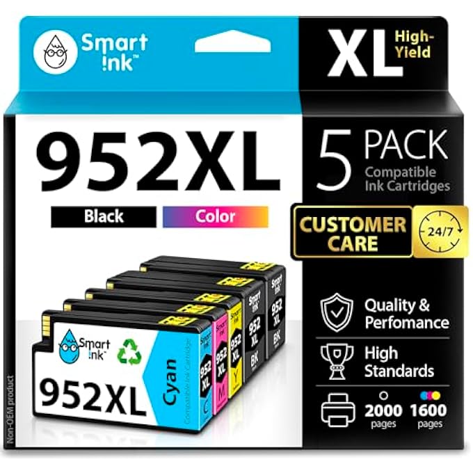 COMPATIBLE INK CARTRIDGE REPLACEMENT FOR HP 952 XL 952XL (2 BLACK & C/M/Y 5 PACK) TO USE WITH OFFICEJET 8702 OFFICEJET PRO 8216 7720 7740 8210 8730 8710 8727 8715 8728 8720 8725 8732M 8740 - Image 2