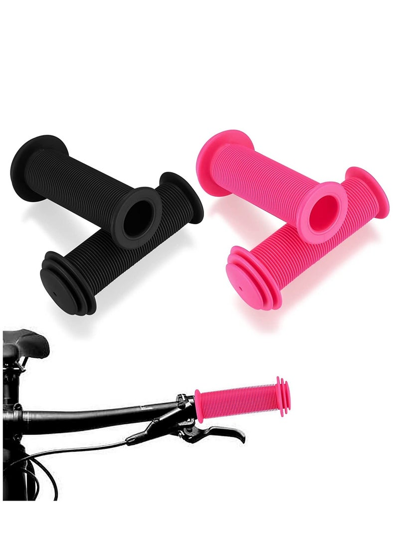 Bicycle Handlebar Grips Bike Handlebar Grips 22mm Non-Slip Rubber Bikes Grips Short Bicycle Handlebar Grips for Children Standard BMX Mountain Bikes Bicycle Handlebar Grips Black Red 2 Pairs
