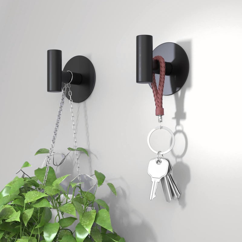 VINHOLD Self-Adhesive Coat Hooks, Stainless Steel Heavy Duty Wall Hooks, Towel Hooks for Hanging Robes, Aprons, Coats and Hats in Bathrooms,Kitchens and Hotels(2 Pack, Black) - Image 4