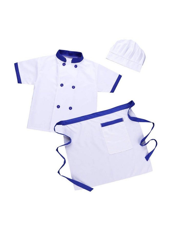 Royal King - ROYAL KING MODERNAZ Kids Chef Costume Apron with Hat (White Blue) (7-8 years) - Image 1