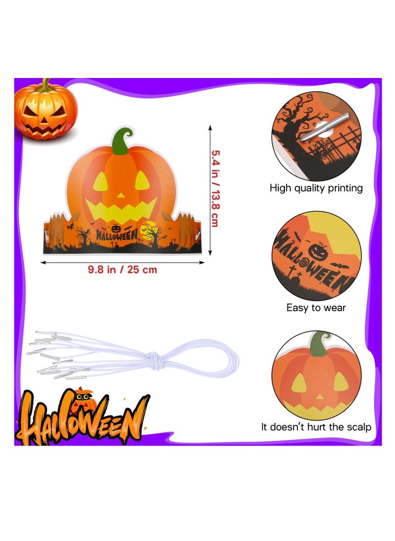 24 Pcs Witch Hat Halloween Party Hats Funny Paper Halloween Decorations Pumpkin Cat Witch Bats Cosplay Props Party Supplies Adjustable Paper Hats for for Kids Adult Party 6 Styles - Image 3