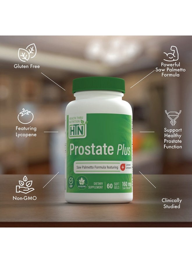 Health Thru Nutrition - Prostate Plus With Saw Palmetto Extract Lycopene As Lycored Plant Sterols Selenium Zinc And Pumpkin Seed ; Complete Prostate Support ; Nongmo & Gluten Free (Pack Of 60) - Image 1